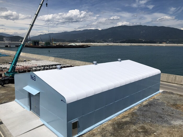 海産物加工業のテント倉庫完成