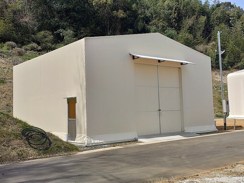 牛津川遊水地水害対策テント